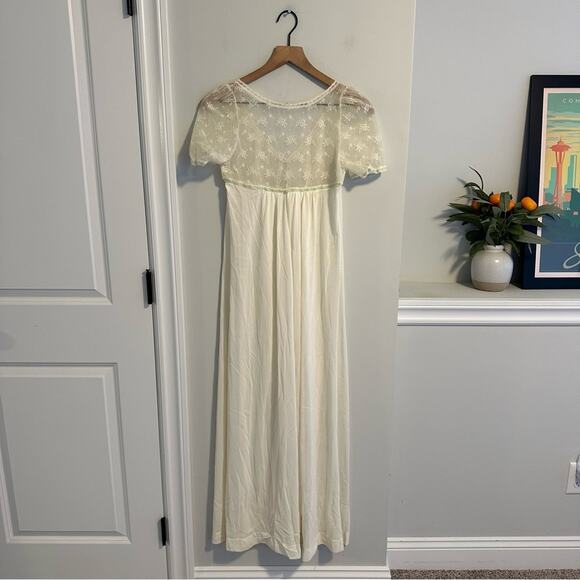 Vintage Gossard Artemis Cream Lace Nylon Slip Maxi Dress XS - Picture 7 of 13